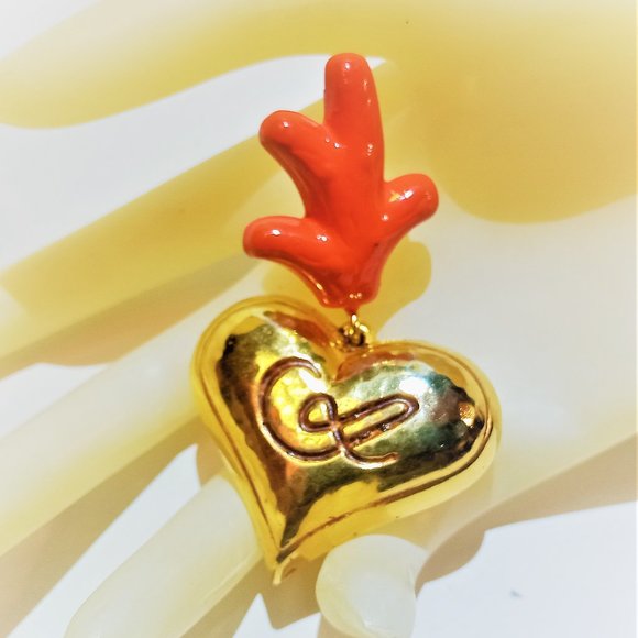 Vintage Christian Lacroix Flaming Heart Brooch